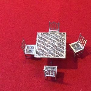 Miniature sterling silver table and chairs